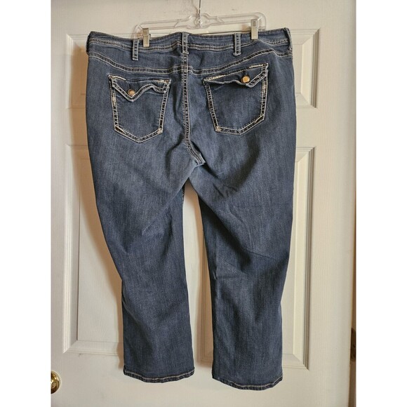 Lane Bryant Womens CROP GENIUS FIT Dark Wash High Rise Denim Blue Jeans Size 22 - Picture 4 of 7